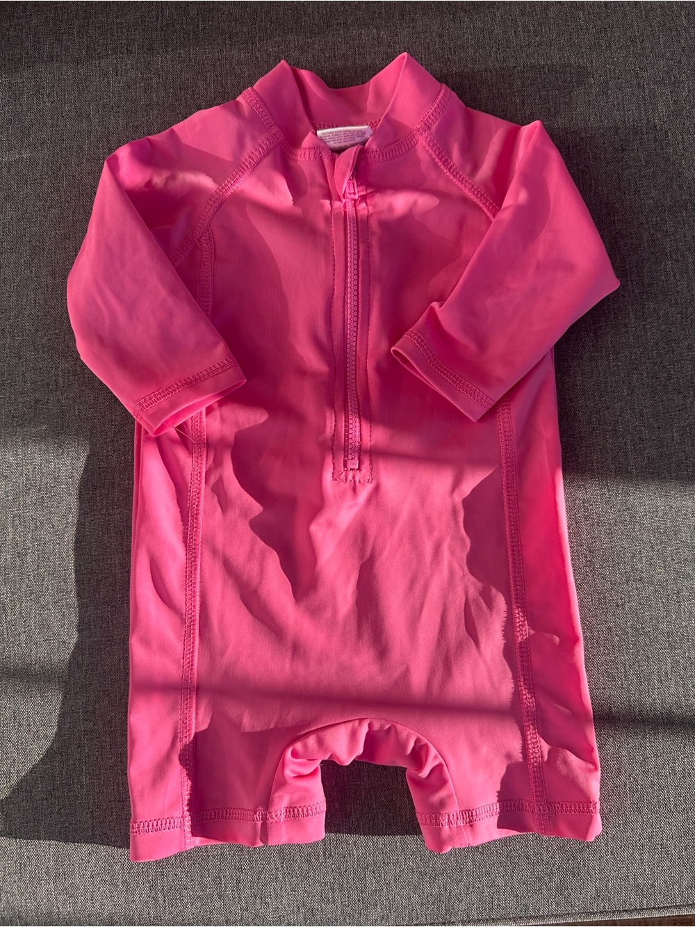Girls' Hot Pink Long-Sleeve One-Piece Rash Guard Swimsuit